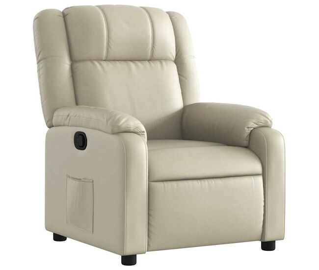 Sillón reclinable - sillón relax de cuero sintético crema