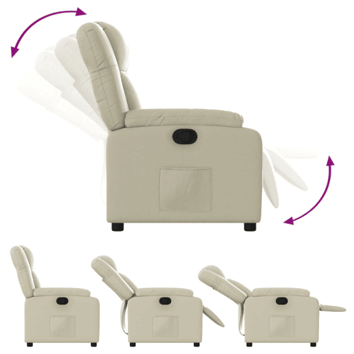 Poltrona reclinável - Poltrona relax couro artificial cor creme Poltrona reclinável - Poltrona relax couro artificial cor creme