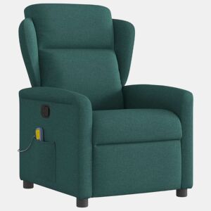 Poltrona de massagens reclinável - Poltrona relax tecido verde-escuro