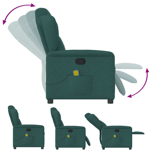 Poltrona de massagens reclinável - Poltrona relax tecido verde-escuro Poltrona de massagens reclinável - Poltrona relax tecido verde-escuro