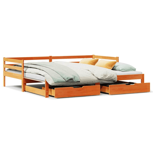 Sofá-cama, Sofá conversível com gavetão e gavetas 90x190 cm madeira de pinho Sofá-cama, Sofá conversível com gavetão e gavetas 90x190 cm madeira de pinho