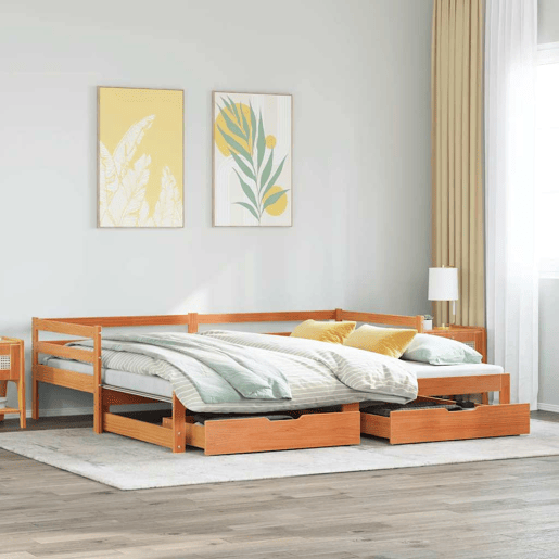 Sofá-cama, Sofá conversível com gavetão e gavetas 90x190 cm madeira de pinho Sofá-cama, Sofá conversível com gavetão e gavetas 90x190 cm madeira de pinho