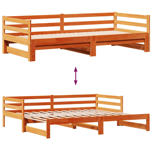 Sofá-cama, Sofá conversível com gavetão e gavetas 90x190 cm madeira de pinho Sofá-cama, Sofá conversível com gavetão e gavetas 90x190 cm madeira de pinho