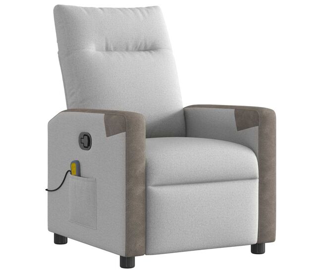 Sillón de masaje reclinable - sillón relax de tela gris nube