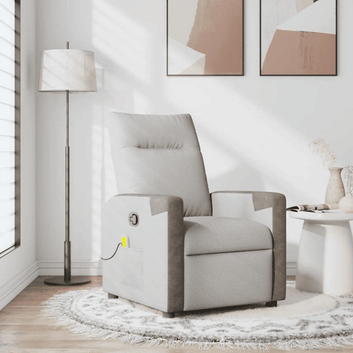 Cadeira de massagem reclinável - Poltrona relax tecido cinzento