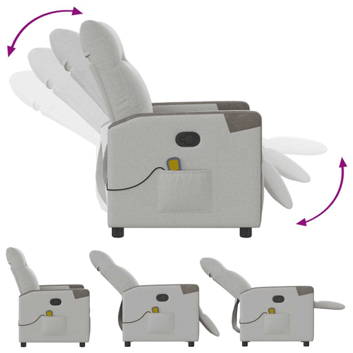 Cadeira de massagem reclinável - Poltrona relax tecido cinzento