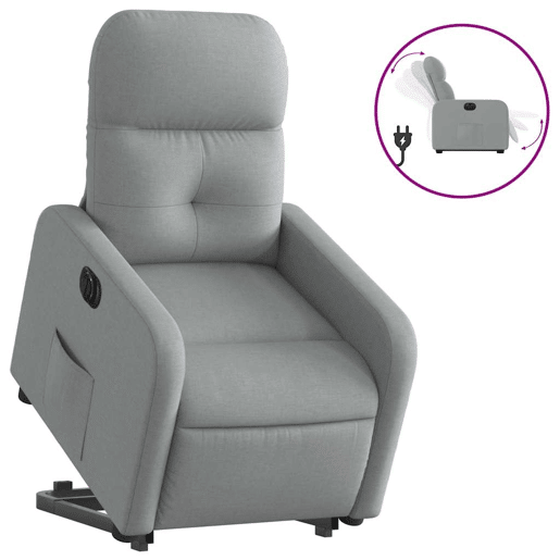 Poltrona reclinável - Poltrona relax elétrica tecido cinzento-claro