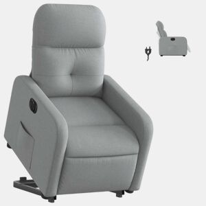 Poltrona reclinável - Poltrona relax elétrica tecido cinzento-claro