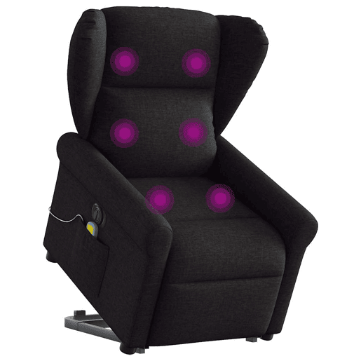 Poltrona elétrica elevatória massagens - Poltrona relax tecido preto