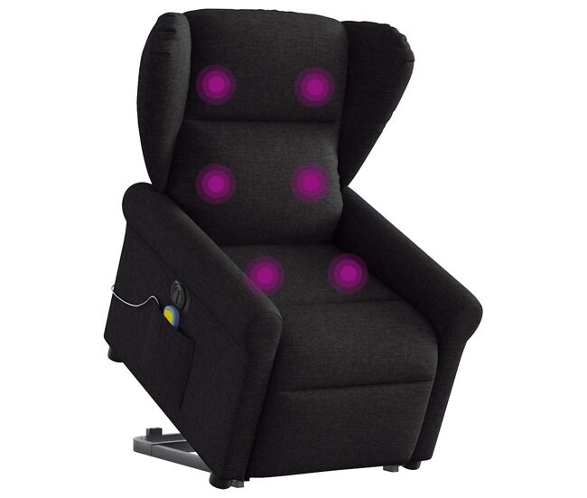 Sillón de masaje eléctrico reclinable - sillón relax elevable tela negro
