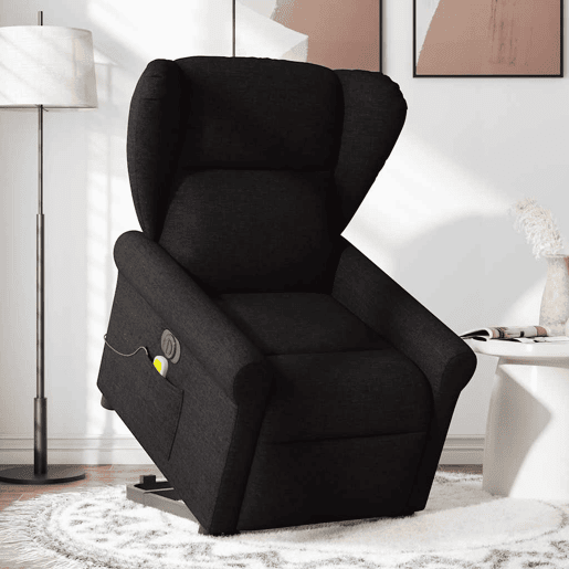 Poltrona elétrica elevatória massagens - Poltrona relax tecido preto