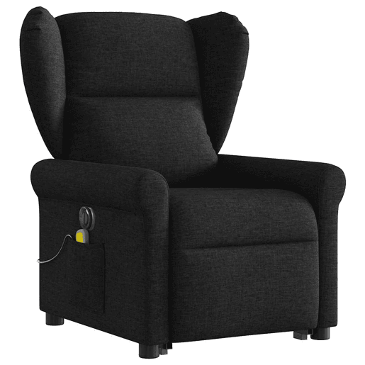 Poltrona elétrica elevatória massagens - Poltrona relax tecido preto