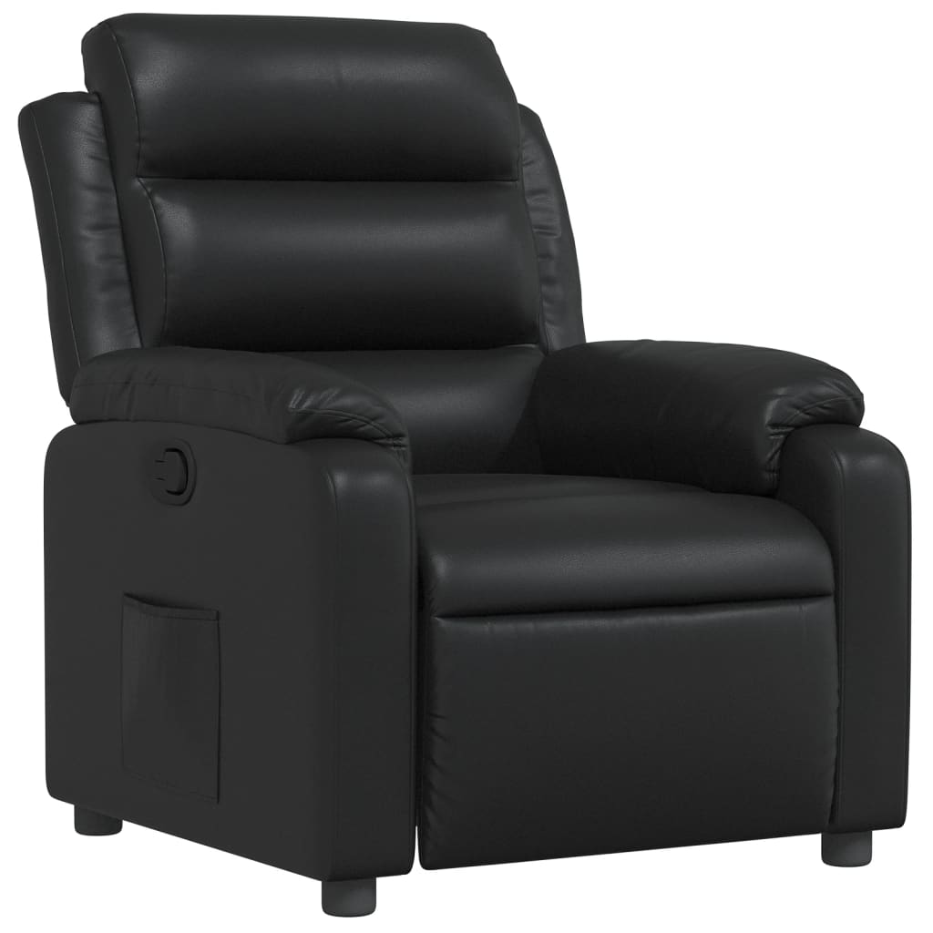 Sillón reclinable - sillón relax de cuero sintético negro