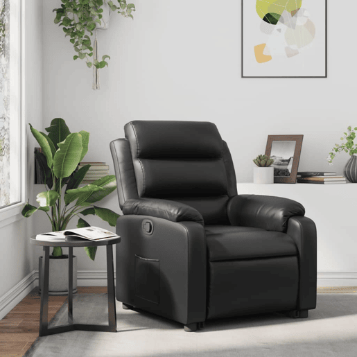 Poltrona reclinável - Poltrona relax couro artificial preto