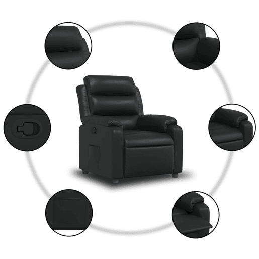 Poltrona reclinável - Poltrona relax couro artificial preto