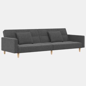 Sofá-cama, Sofá conversível 2 lugares com duas almofadas tecido cinzento-claro