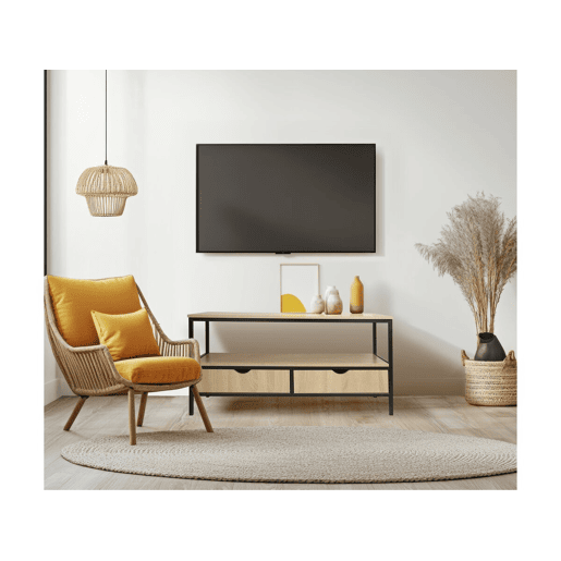 Móvel de TV estilo industrial com gaveta Detroit - 113 x 40 x 55 cm - Bege