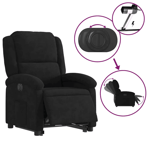 Poltrona reclinável - Poltrona relax elétrica veludo preto
