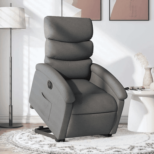 Poltrona reclinável - Poltrona relax elétrica tecido cinzento-escuro