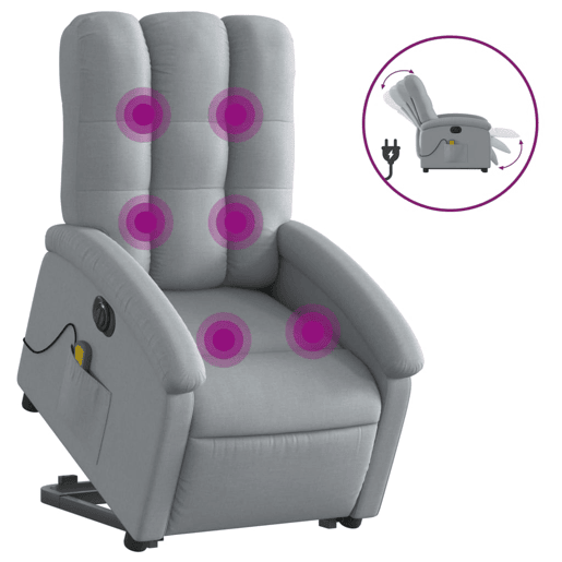 Poltrona elétrica reclinável massagens - Poltrona relax tecido cinzento-claro
