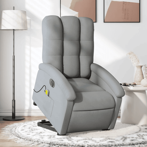 Poltrona elétrica reclinável massagens - Poltrona relax tecido cinzento-claro