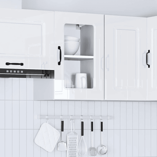 Armário parede de cozinha - Cozinha modular porta vidro branco alto brilho