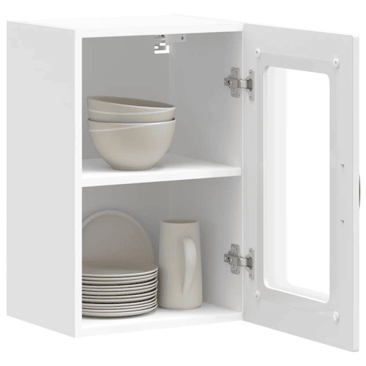 Armário parede de cozinha - Cozinha modular porta vidro branco alto brilho