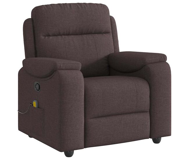 Sillón de masaje reclinable - sillón relax de tela marrón oscuro