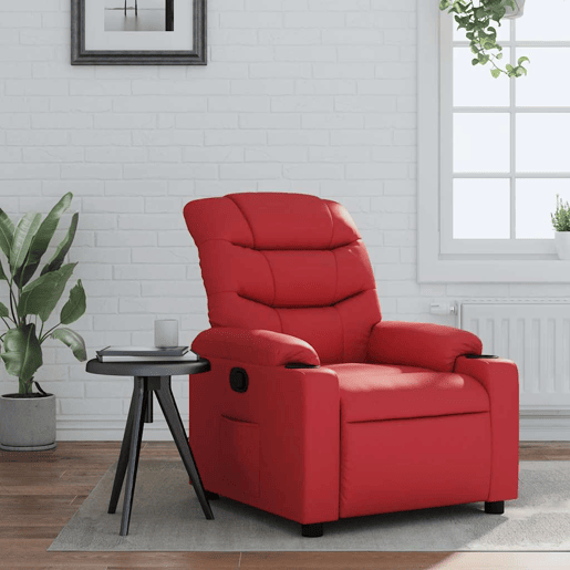 Poltrona reclinável - Poltrona relax couro artificial vermelho Poltrona reclinável - Poltrona relax couro artificial vermelho