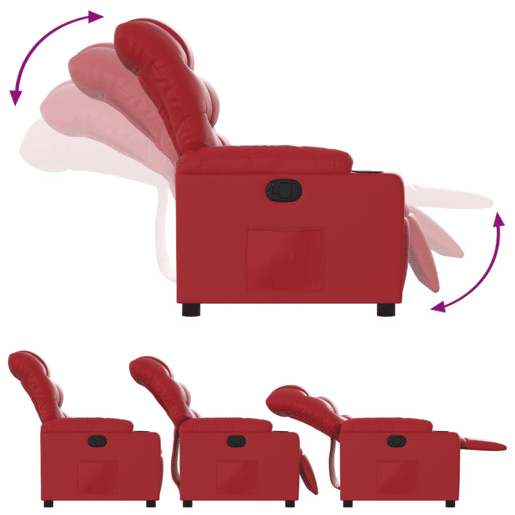 Poltrona reclinável - Poltrona relax couro artificial vermelho Poltrona reclinável - Poltrona relax couro artificial vermelho