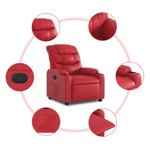 Poltrona reclinável - Poltrona relax couro artificial vermelho Poltrona reclinável - Poltrona relax couro artificial vermelho