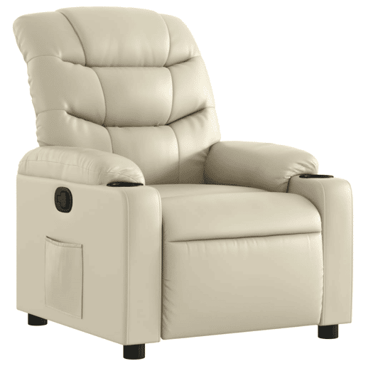 Poltrona reclinável - Poltrona relax couro artificial cor creme Poltrona reclinável - Poltrona relax couro artificial cor creme