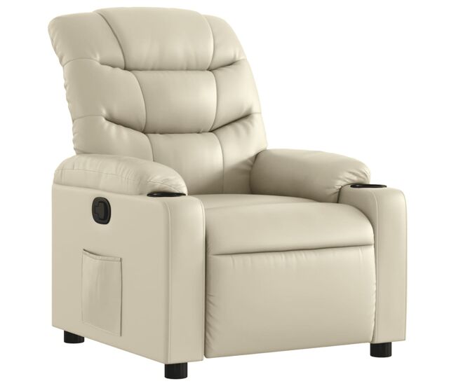 Sillón reclinable - sillón relax de cuero sintético crema