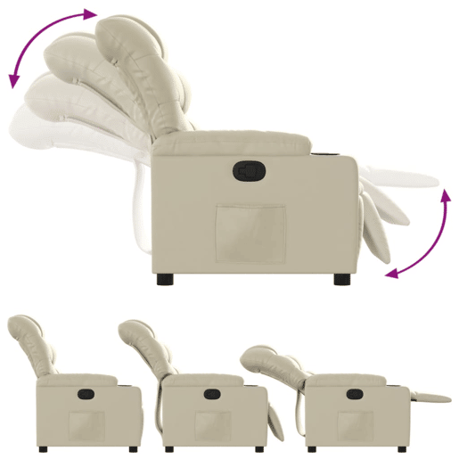 Poltrona reclinável - Poltrona relax couro artificial cor creme Poltrona reclinável - Poltrona relax couro artificial cor creme