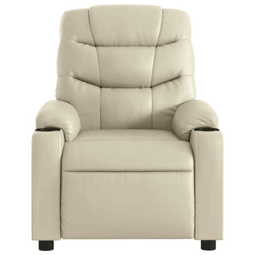 Poltrona reclinável - Poltrona relax couro artificial cor creme Poltrona reclinável - Poltrona relax couro artificial cor creme