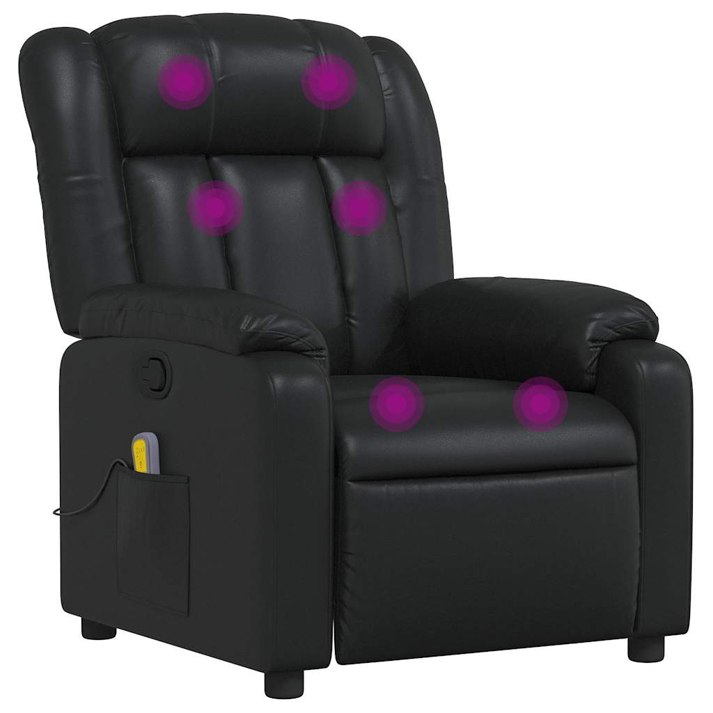 Sillón de masaje reclinable - sillón relax cuero sintético negro
