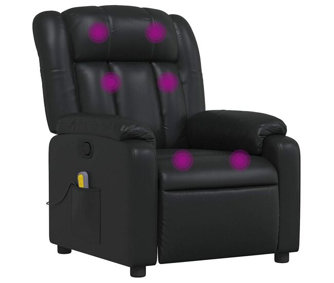 Sillón de masaje reclinable - sillón relax cuero sintético negro
