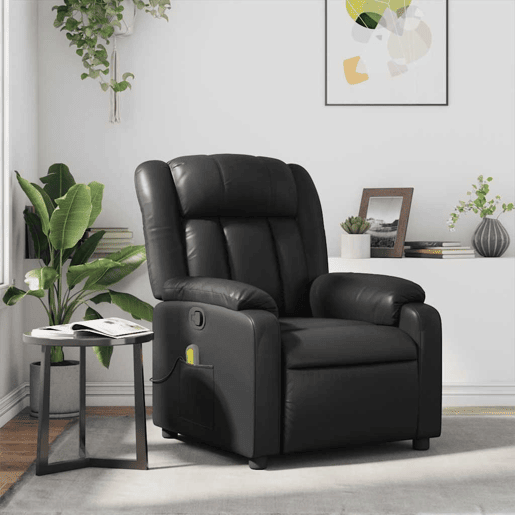 Poltrona de massagens reclinável - Poltrona relax couro artificial preto