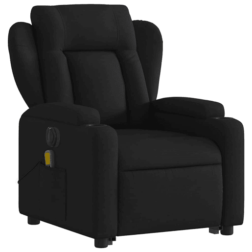 Poltrona elétrica elevatória massagens - Poltrona relax tecido preto