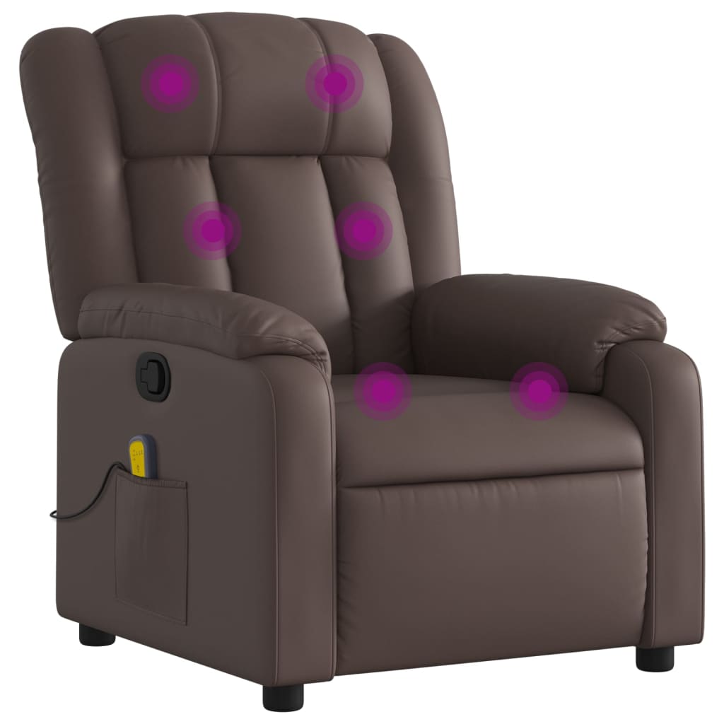 Sillón de masaje reclinable - sillón relax cuero sintético marrón