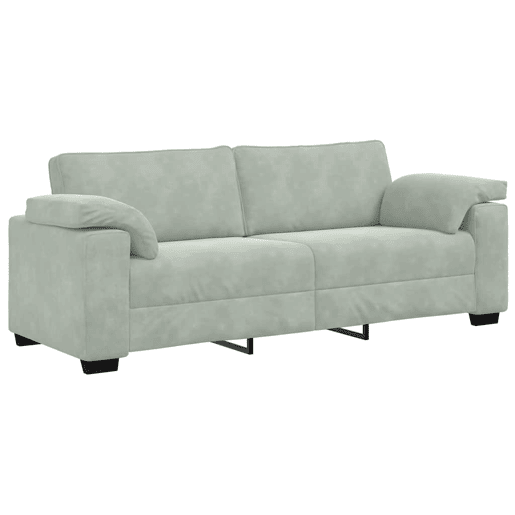 Sofá de 3 lugares - Sofá fixo 178 cm veludo cinzento-claro