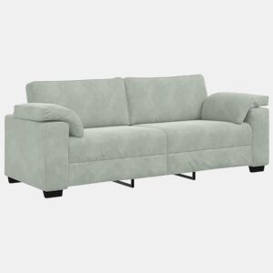 Sofá de 3 lugares - Sofá fixo 178 cm veludo cinzento-claro