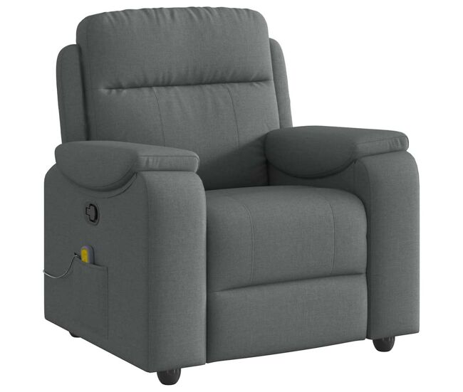 Sillón de masaje reclinable - sillón relax de tela gris oscuro