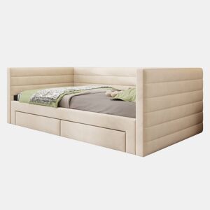 Sofá-cama 90x190 cm 3 em 1 - Multifuncional com gavetas, convertível em cama individualdupla - Bege