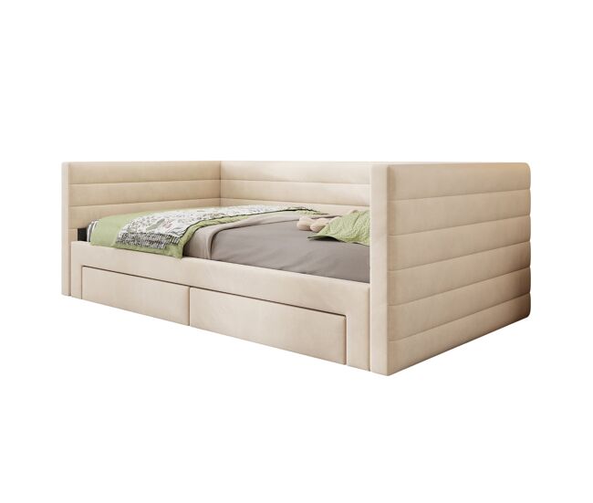 Sofá cama 90x190 cm 3 en 1 - multifuncional con cajones, convertible en cama individual/doble - beige