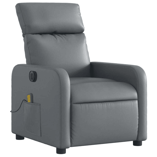 Poltrona massagens reclinável - Poltrona relax elétrica couro artif. cinzento