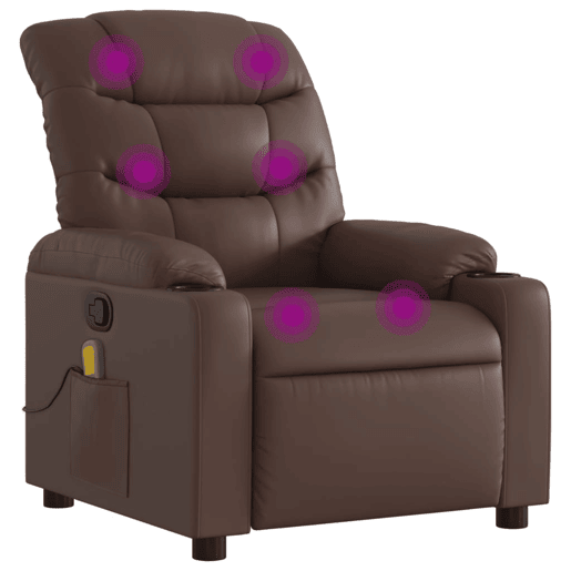Poltrona de massagens reclinável - Poltrona relax couro artificial castanho