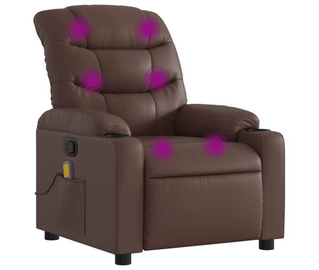 Sillón de masaje reclinable - sillón relax cuero sintético marrón