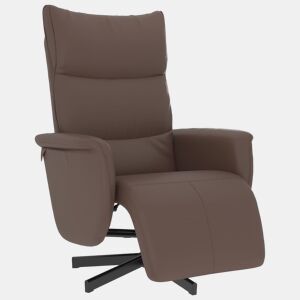 Poltrona reclinável - Poltrona relax c apoio de pés couro artificial castanho