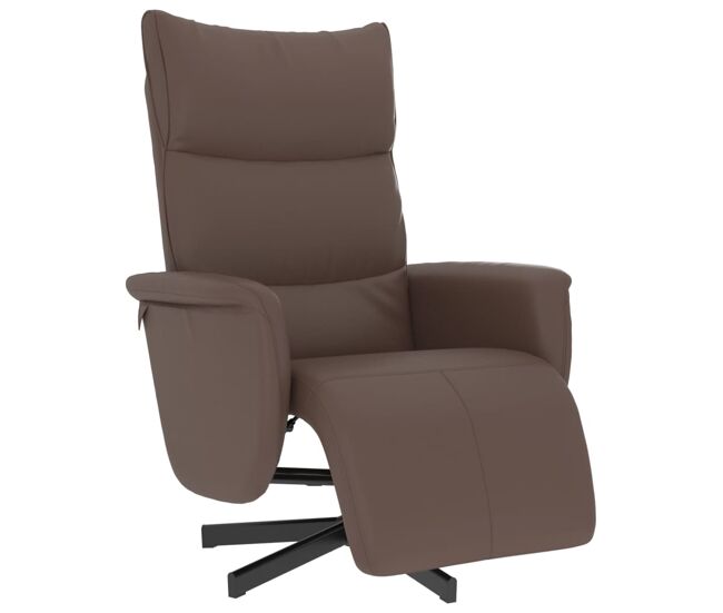 Sillón reclinable - sillón relax con reposapiés cuero sintético marrón